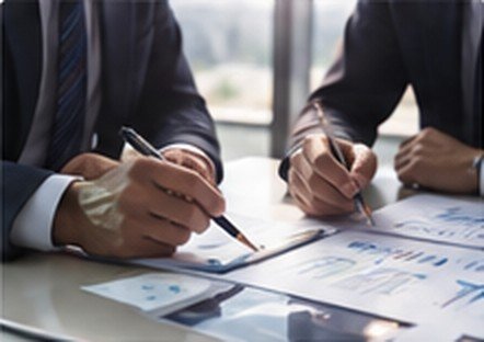 Professionals reviewing commercial documents